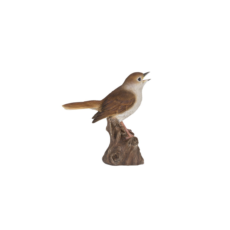 Brown Resin Motion Activated Singing Nightingale Statue