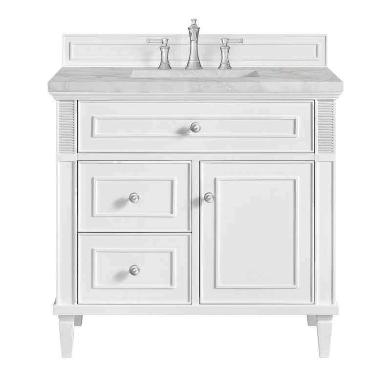 Lorelai 36 in. Single Vanity, Bright White, Victorian Silver, 8" Widespread