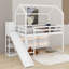 Lit mezzanine simple en bois avec glissoire, tablettes et lumière-1366812277