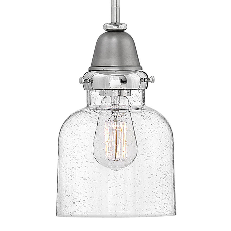Mini English Nickel Glass Pendant Light with Clear Seedy Shade