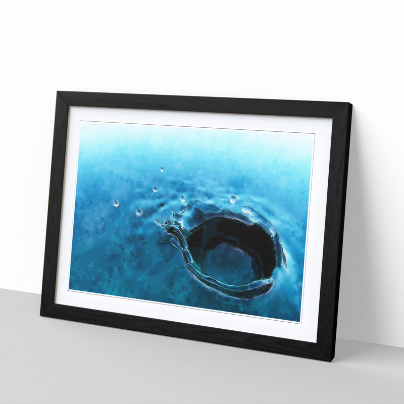 Splash Of Water In A Lake - Single Picture Frame Painting on MDF, 62cm H x 87cm W x 2cm D, Black Framed