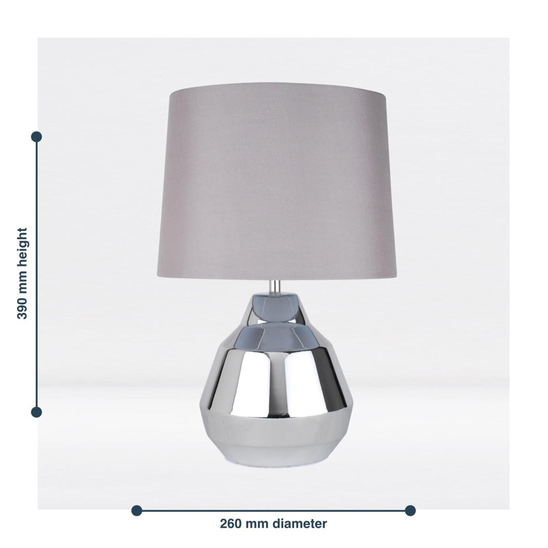 LaJuante Metal Table Lamp, Polished Chrome, Grey