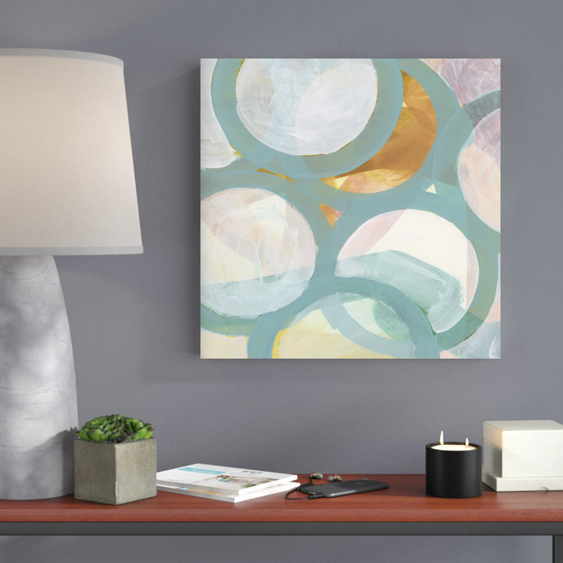 Turquoise cercles I, H 20 po x l 20 po
