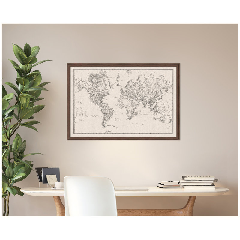 Tableau d'affichage en lin encadré en tissu noir et blanc, H 26 po x L 38 po x P 1,25 po, Brun