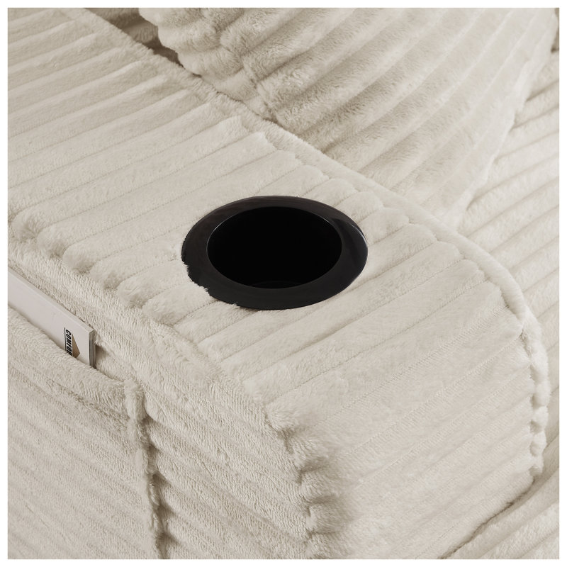 Fauteuil méridienne surdimensionné en velours côtelé, canapé-lit moderne blanc rembourré pour salon et bureau, aucun assemblage requis