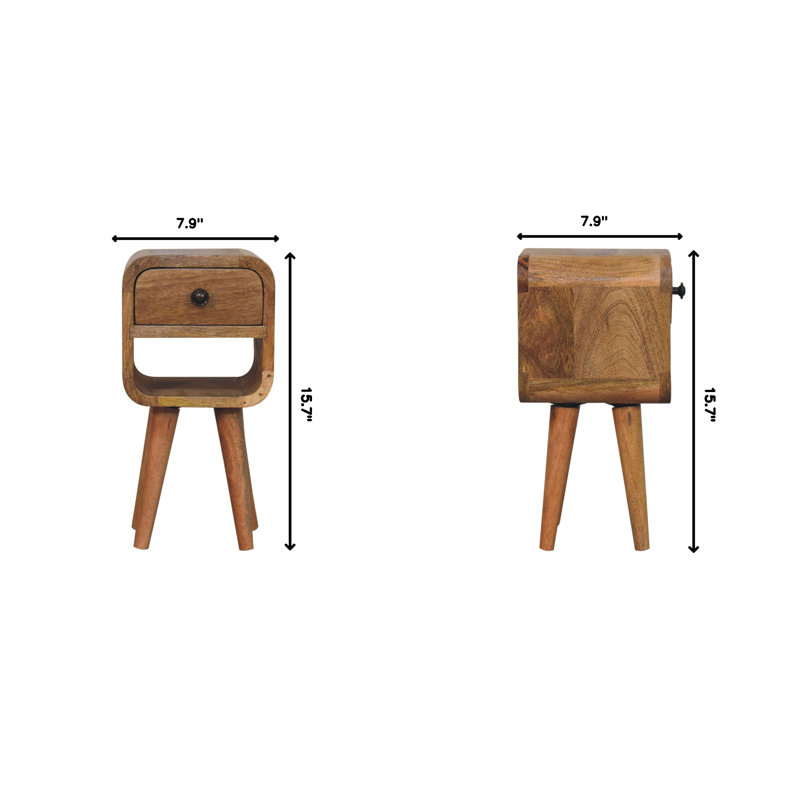Extra Mini Oak-Ish Curve Lower Bedside, Brown