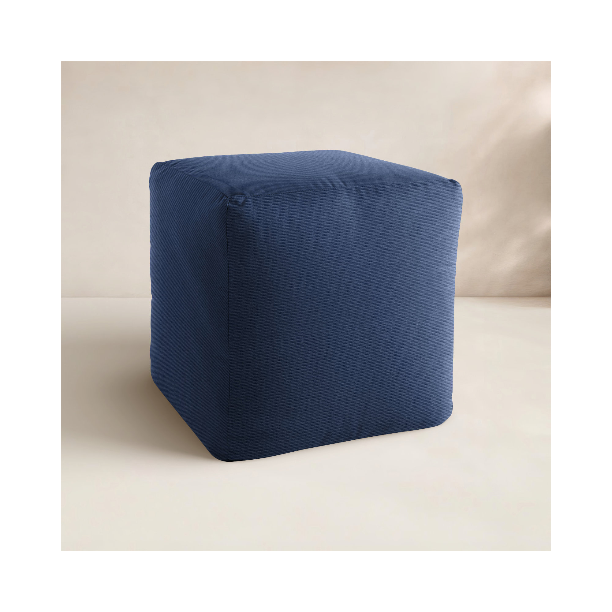 Upholstered Outdoor Ottoman, Canvas Navy