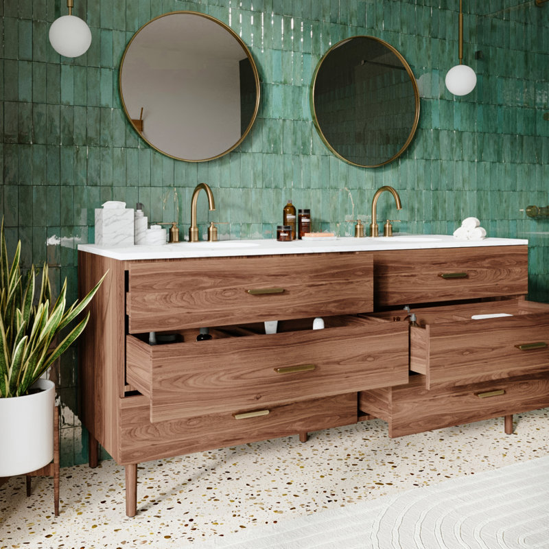 Dondi 72'' Double Bathroom Vanity with Quartz Top