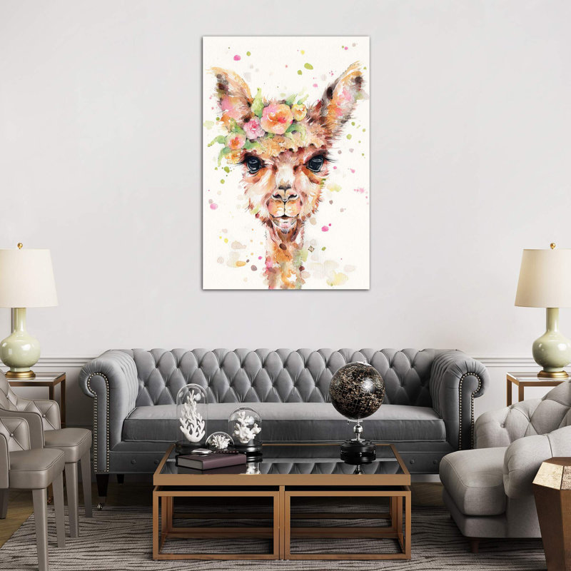 Little Llama by Sillier Than Sally - Wrapped Canvas Painting, 152.5 cm H x 101.5 cm W