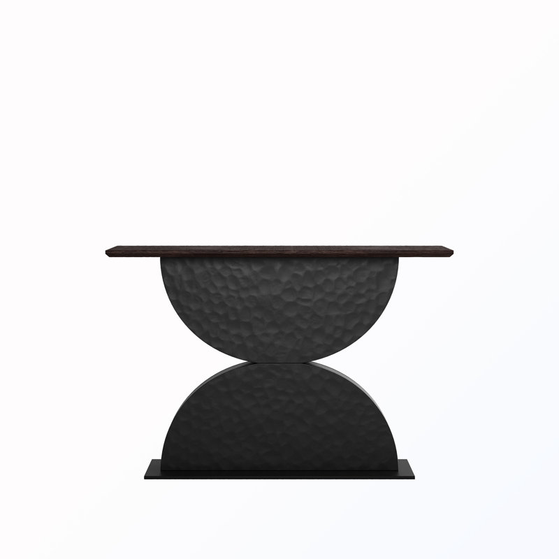 Wooden Console Table With Double Semi-Circles Base