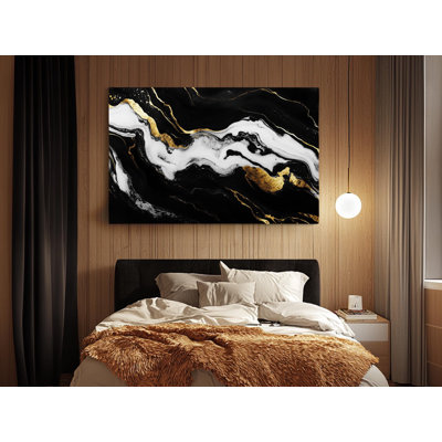 Black and White Abstract Marble on High-Quality Canvas Print - Handcrafted Wall Decor - Stylish Art - Gift - Wall Decor, Painting Reproduction
