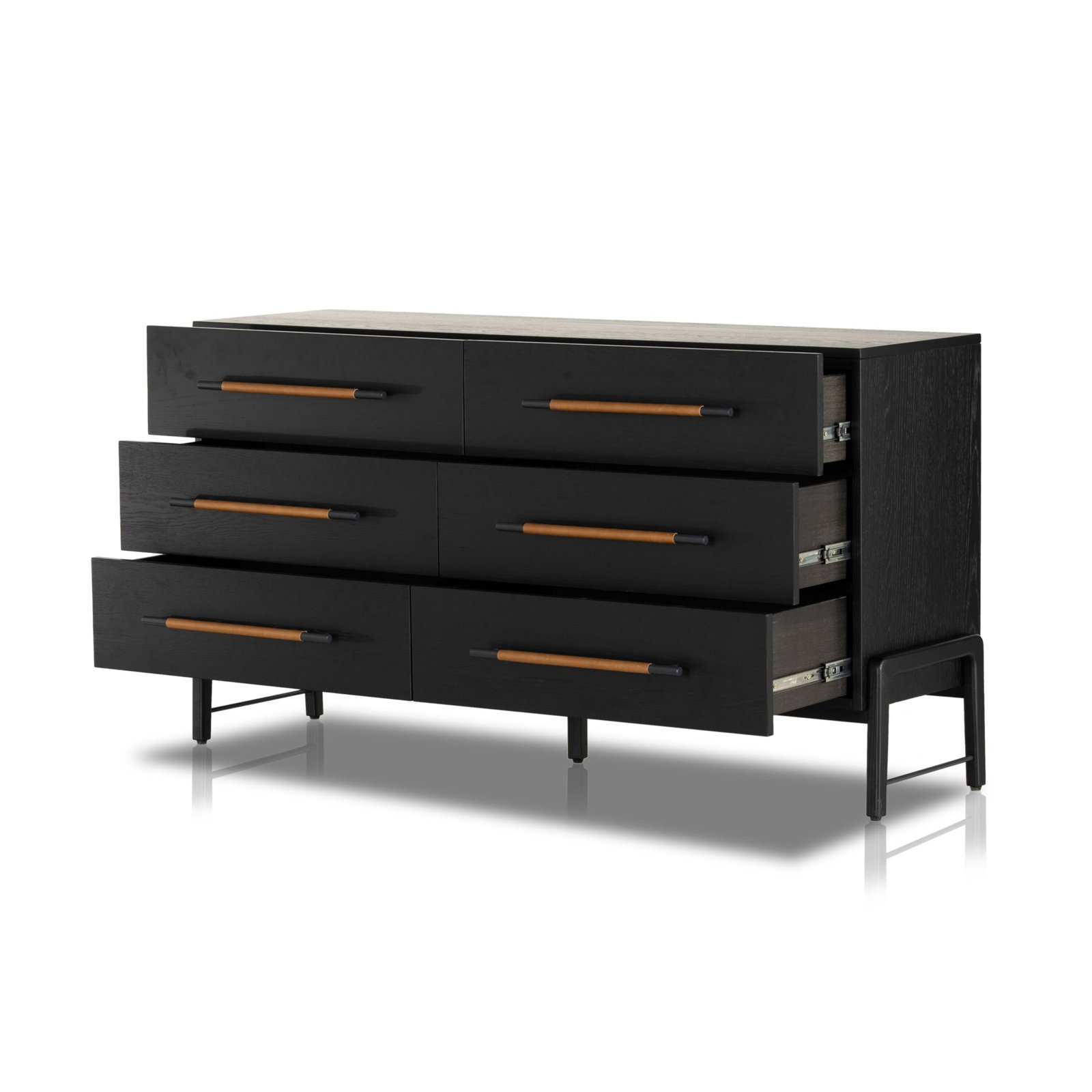 Karsten 6 Drawer 62.5" W Double Dresser, Ebony Oak