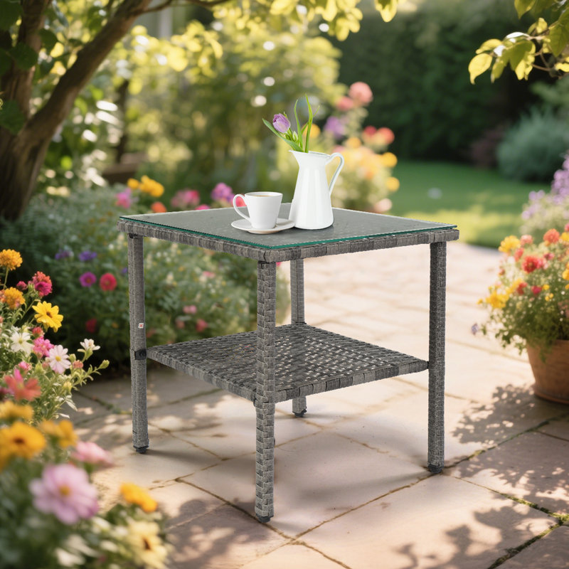 Table d'appoint carrée en verre à deux couches