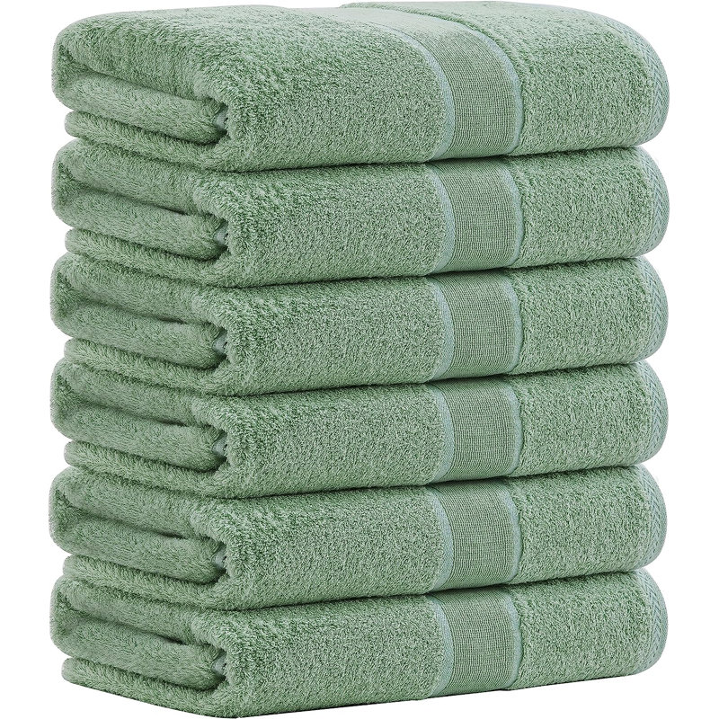 Ensemble de 6 serviettes de bain en mélange de coton Dylynn, Vert