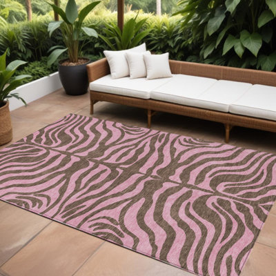 Tapis intérieur lavable à motif animal 8 po x 10 po brun