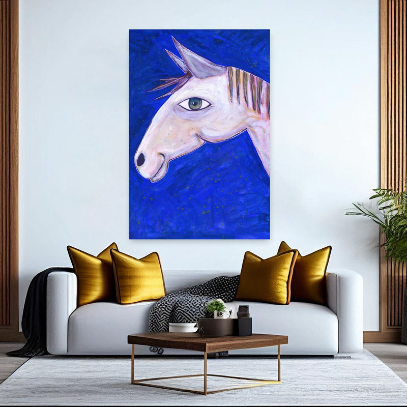 Art mural cheval fantaisiste blanc fantaisiste