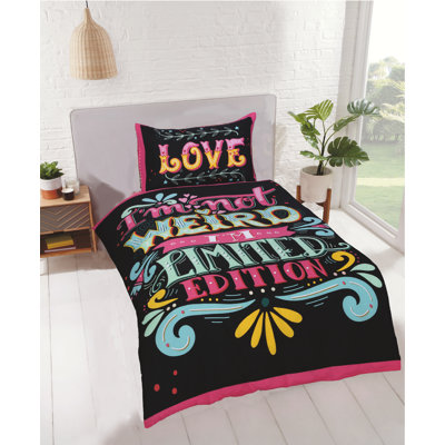 Percale Graphic Print & Text Duvet Cover Set with Pillowcases