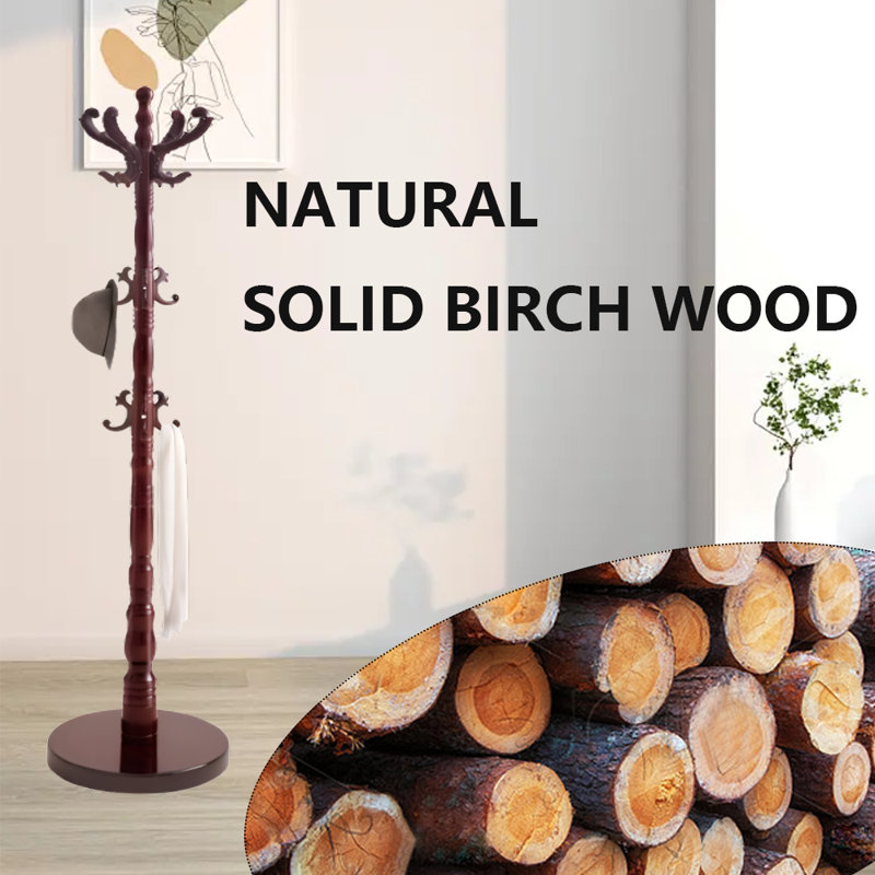 Coat Rack Freestanding With 14 Sturdy Hooks