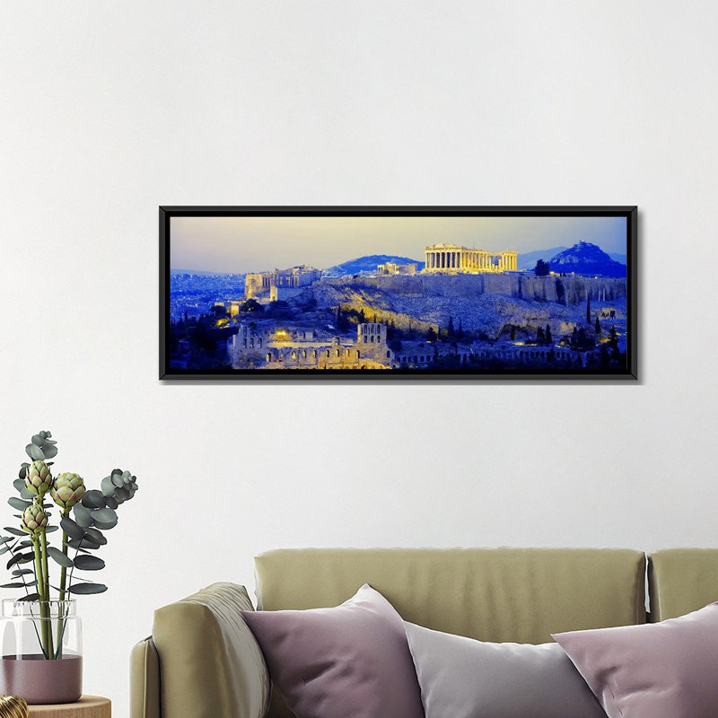 «An Illuminated Acropolis at Dusk, Athens, Grèce», reproduction de photo sur toile, H 16 po x l 48 po x P 1,5 po