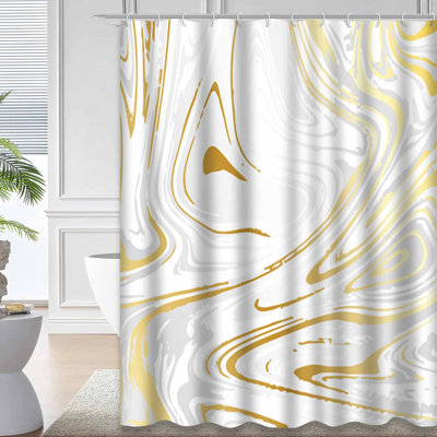 Rideau de douche or blanc avec art abstrait