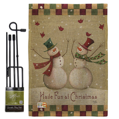 Have Fun at Christmas Winter Impressions 2-Sided Polyester 19 x 13 in. Flag Set