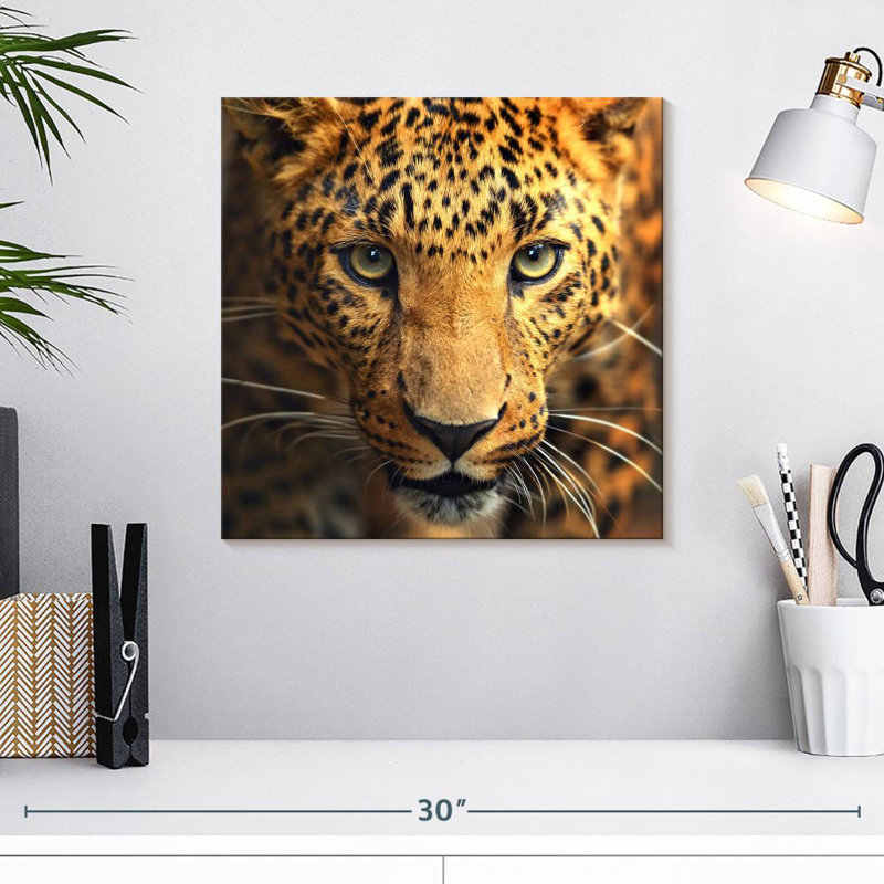 Brampt Leopard Portrait, 16" H x 16" W