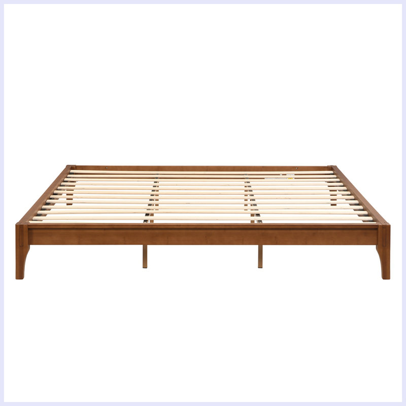 Modern Bamboo Wood Platform Bed Frame with Wood Slat Support, King
