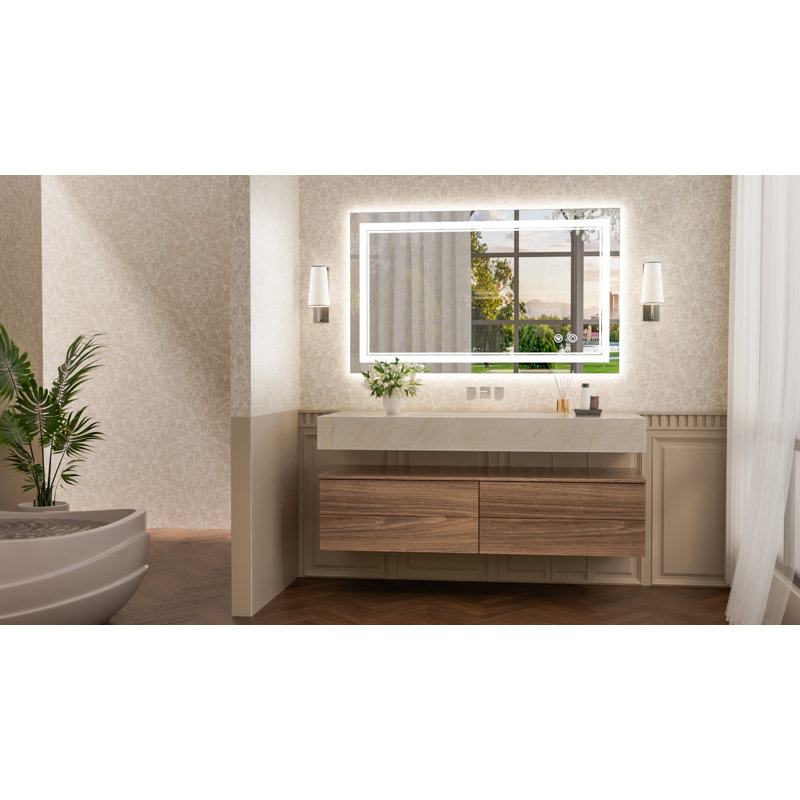 Miroir de salle de bain avec éclairage à DEL à intensité variable et miroir antibuée 3 couleurs Johnn, 40 po x 24 po