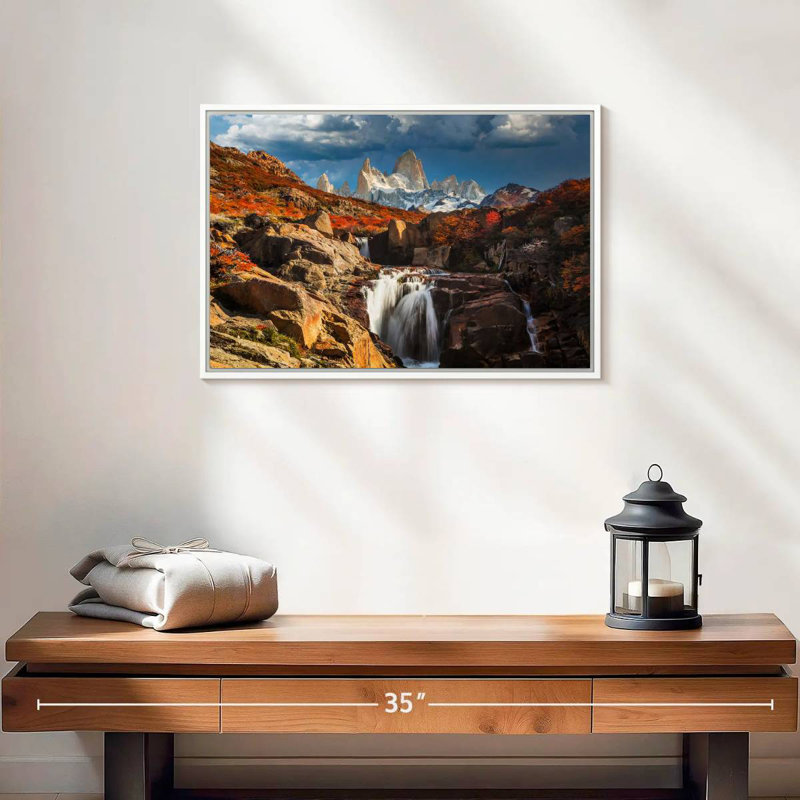 Mont Fitz Roy en automne, Cadre flottant blanc, 19 po x 13 po