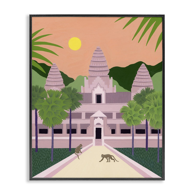 Angkor Wat, estampe numérique encadrée, design par Courtney Haley, H 20 po x l 16 po, Giclée encadrée noir minuit