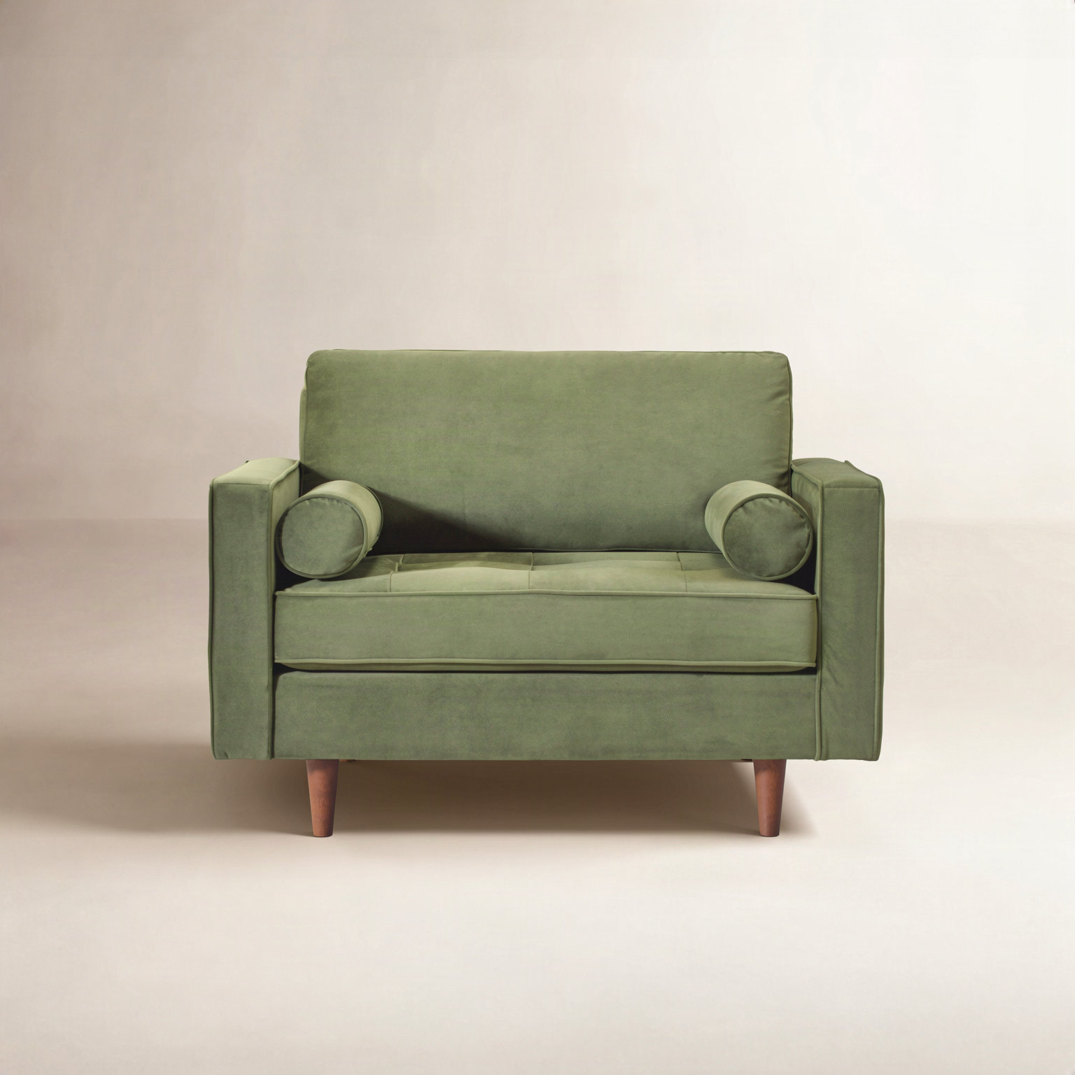 Geo Linen Armchair, Olive Green Velvet