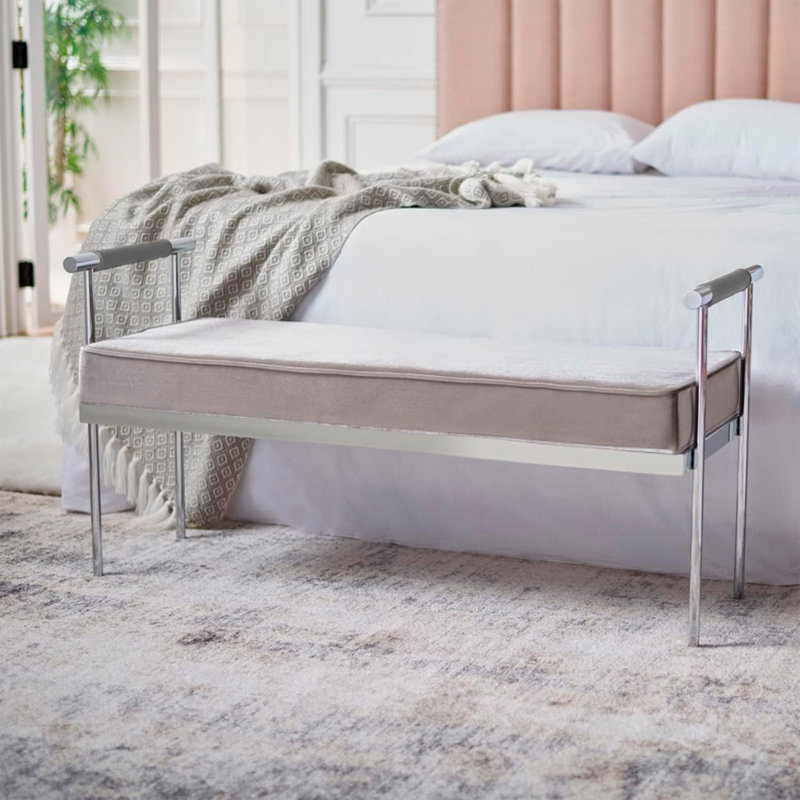 Ricquan Velvet Upholstered Bench, 25"H x 50"W x 20"D