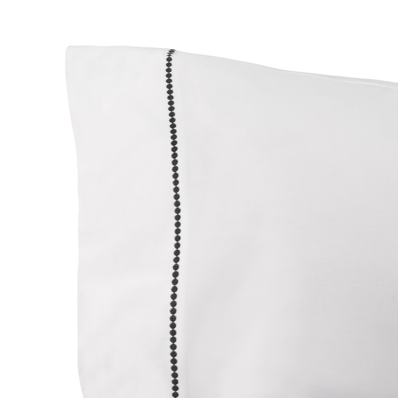 kate spade new york Dot Queen Sheet Set, 300 Thread Count and 100% Cotton, All Season 4 Piece Bedding Set, White and Black