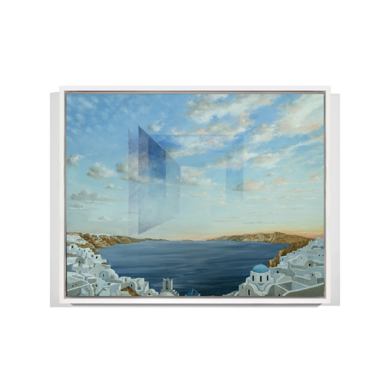 «Santorini» par Lisa Cuscuna - peinture sur toile à cadre flottant