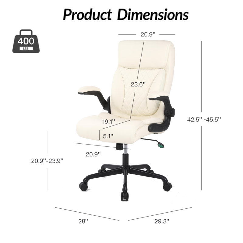 Llambrini Ergonomic Executive Chair  Faux Leather Office Chair with Headrest, Beige