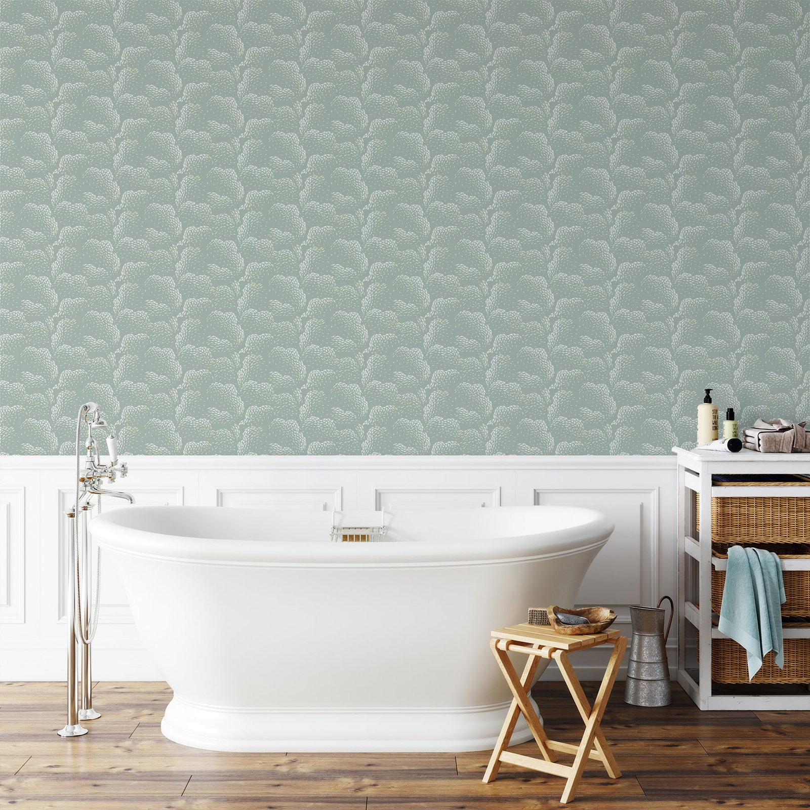 Revel Self-Adhesive Wallpaper Roll, Ash Blue, Faux Grasscloth, Non-pasted