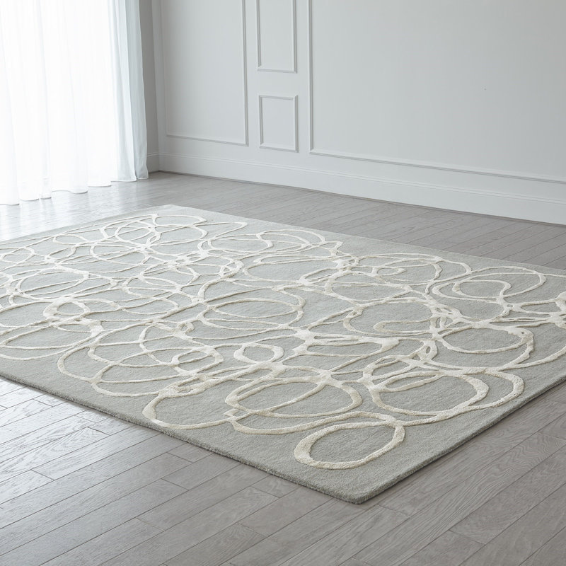 Abstract Area Rug in Gray, Rectangle 5' x 8'