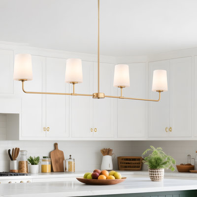 4-Light Transitional Opal Glass Linear Kitchen Island Pendant Light