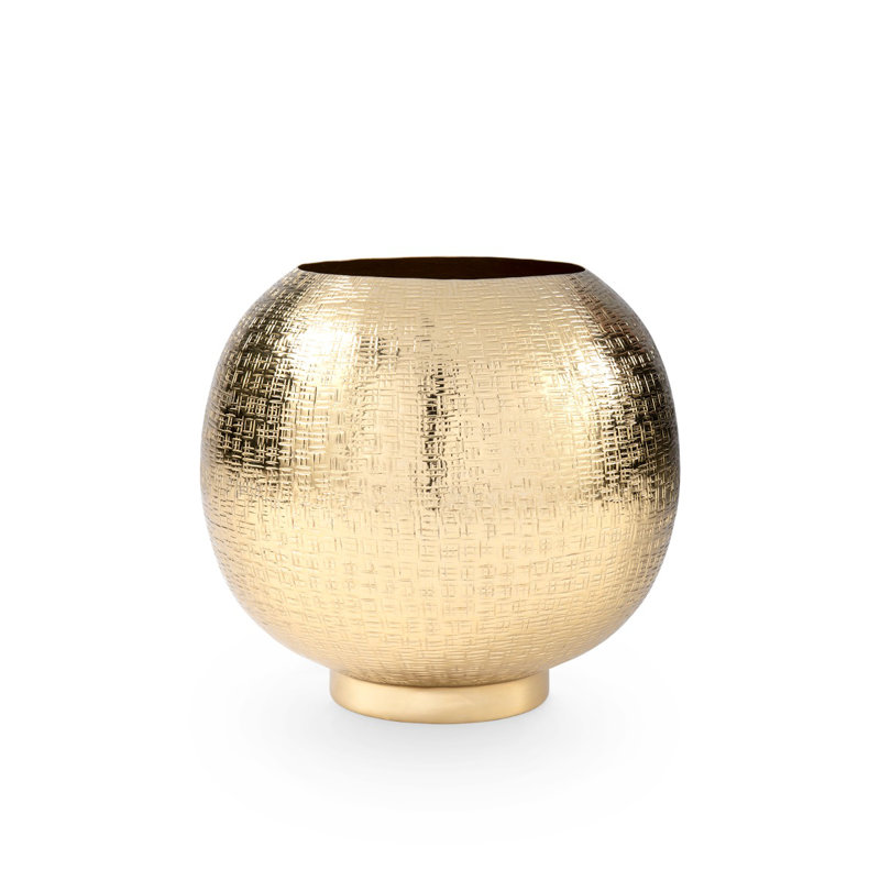 Mali Handmade Metal Table Vase, 13.5" H x 14.5" W x 14.5" D