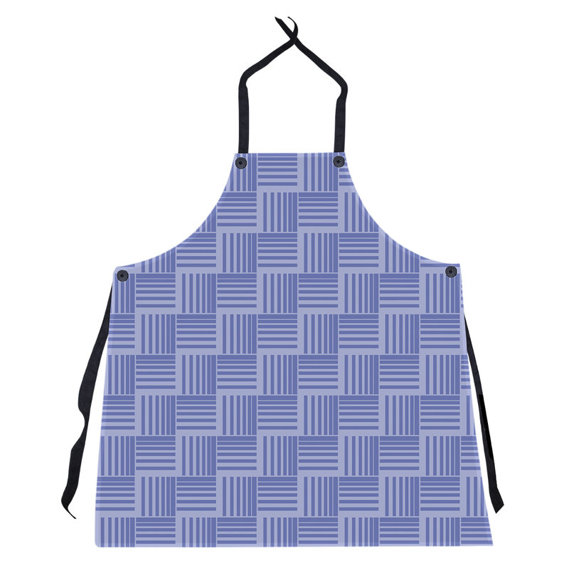 Tablier à rayures nattés classique, Bleu/gris