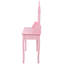 Ensemble de coiffeuse avec miroir et tabouret rembourré Pink Princess, coiffeuse en bois à 4 tiroirs pour chambre de fille, coiffeuse avec beaucoup de rangement