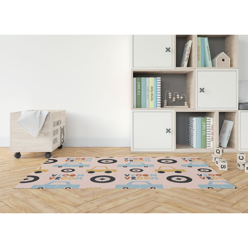 Tapis de jeu pour enfants Vroom, Rectangle 36 po x 60 po, Rose/ or/ orange