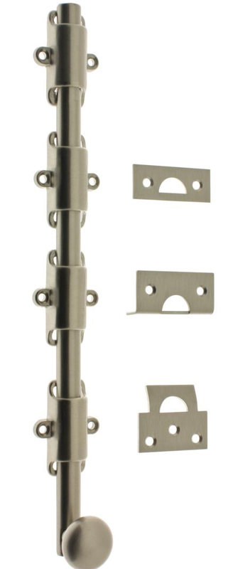 Solid Brass 24" Heavy Duty Surface Bolt, Satin Nickel