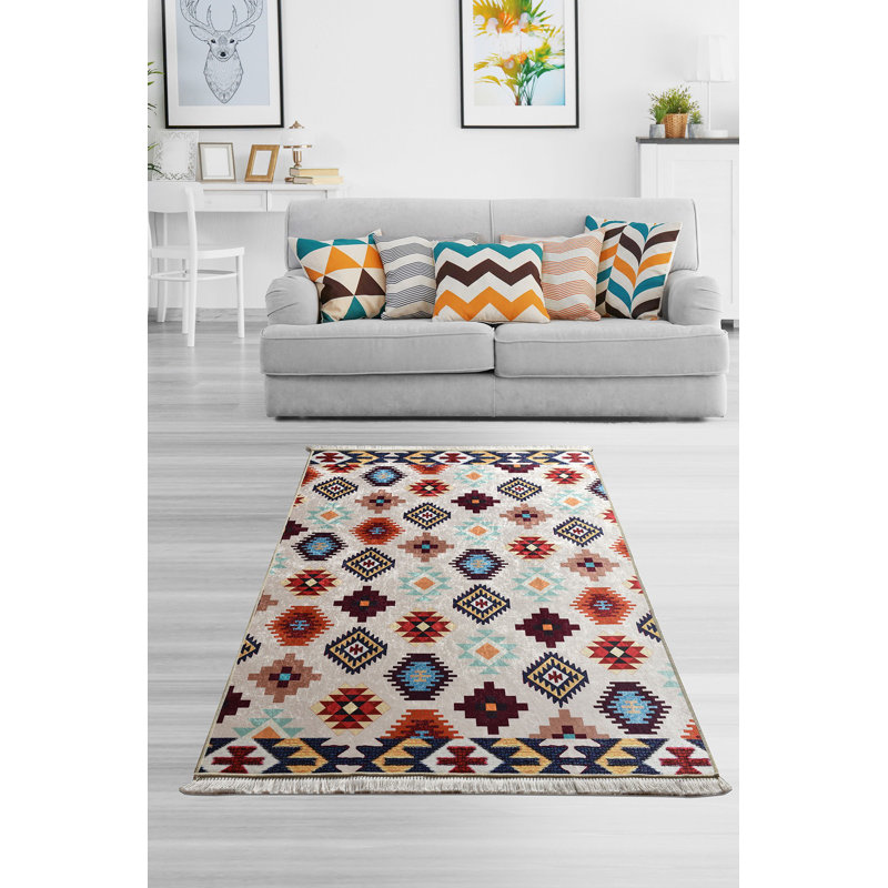 Premium Area Rug (5.2 x 7.5 ft), 100% Polyester, 0.2 in Pile Height | Antibacterial, Non-Slip Underside, Machine Washable | Elegant Design for Living Room & Bedroom Decor, Soft and Durable