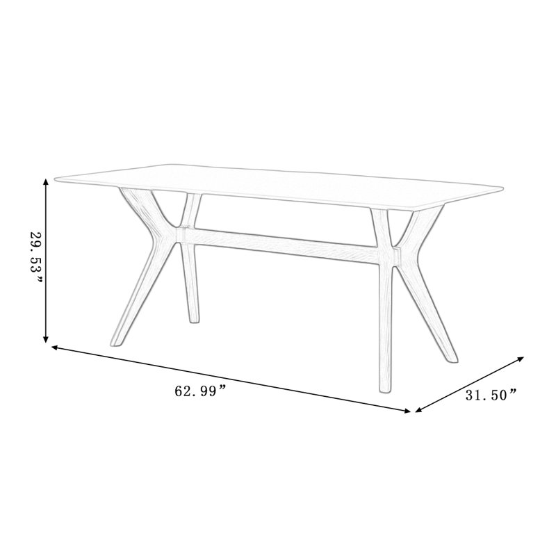 Table de salle à manger Charlton, H 29,53 po x L 62,99 po x l 31,5 po