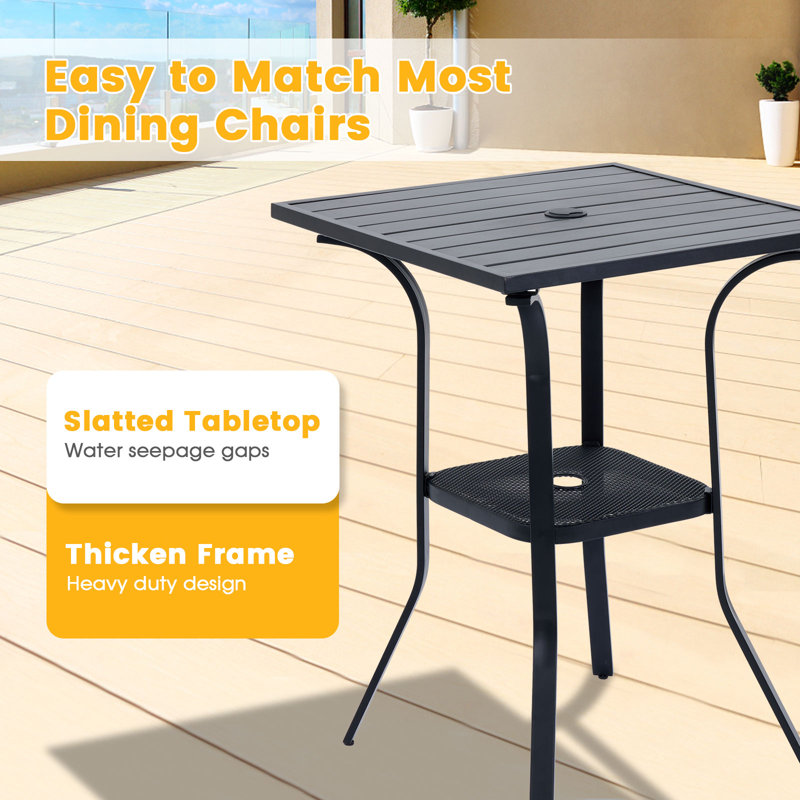 Serria 2 - Person Patio Dining Set with Square Table , Cushions Included, Black