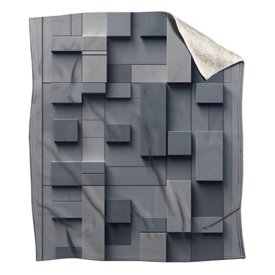 Geometric Gray Blocks Blankets