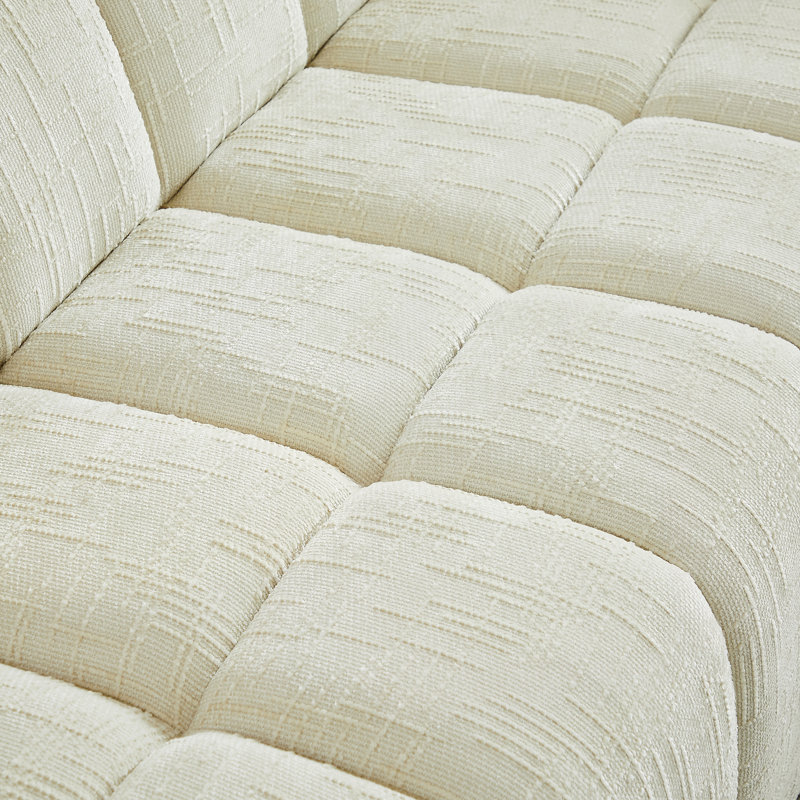 Canapé moderne matelassé Cloud, H 24 po x l 86,5 po x P 37,5 po, Beige