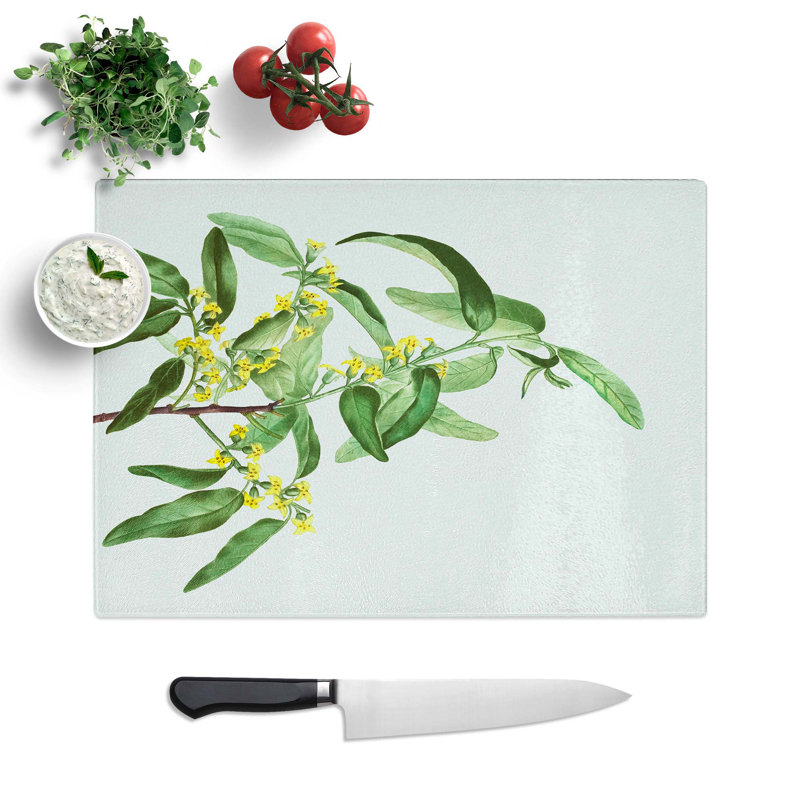 Tempered Glass Russian Olive Tree Flowers by Pierre-Joseph Redoute Chopping Board, 39 cm W x 28.5 cm L