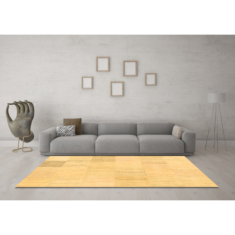 Tapis brun contemporain lavable à la machine 2597, Rond 5 pi
